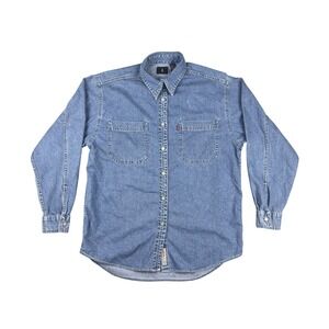 Vtg Levi's Red Tab Denim Button Up Shirt Women's M Blue 1998 Hong Kong